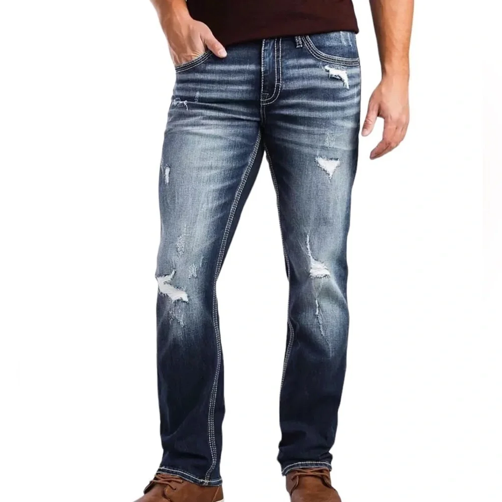 BKE Straight Stretch distressed Denim Jean SZ 32 NEW